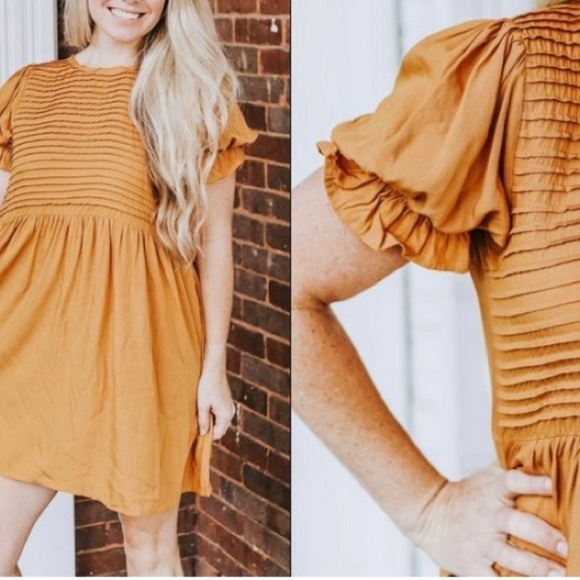 NWT Mustard Dress with Pockets, Size Large - Picture 1 of 13